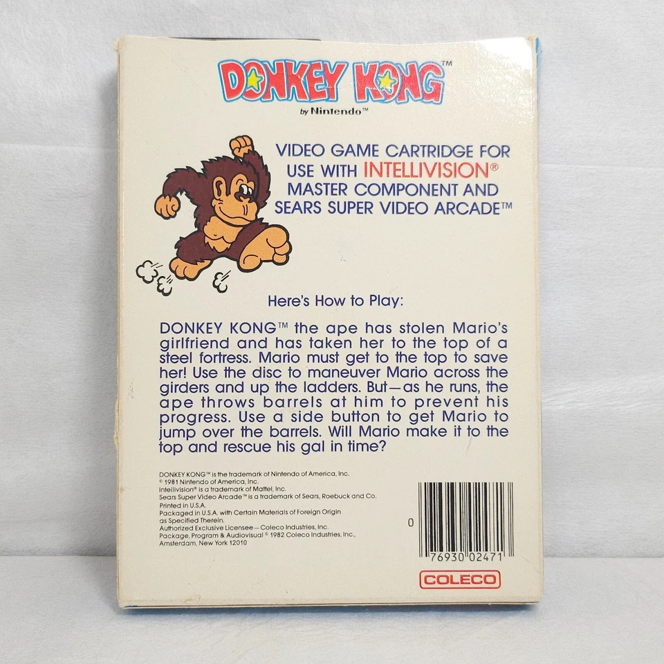 Donkey Kong Intellivision Nintendo Vintage 1982 Coleco Video Game - Image 3 of 4