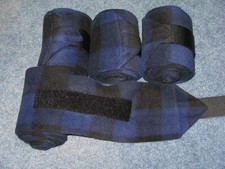NEW set of 4 royal blue/black plaid horse polo wraps horse/pony leg wraps 