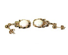14k yellow gold .02ct diamond natural opal gemstone dangle earrings estate — photo 9