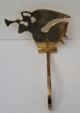 Vintage Quality Heavy Brass Angel Christmas Stocking Holder Hanger, One