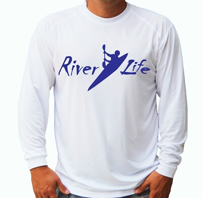 River Life Kayak Rafting Long Sleeve UPF 30 T-Shirt Sport Boat Sun UV Protection