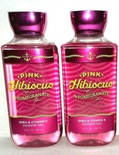 2 PINK HIBISCUS  POMEGRANATE SHEA  VITAMIN E Shower Gel Bath  Body Works