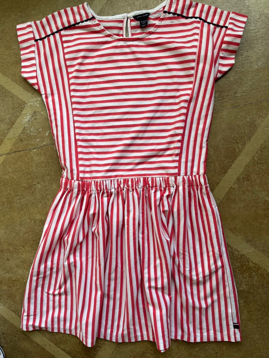 tommy hilfiger pink striped dress Girls Tommy Hilfiger Dark Pink Stripe Dress With Pockets-size 16
