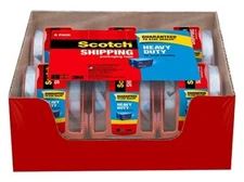 6 pack 3M Scotch Heavy Duty Shipping Packaging Tape & Dispenser 1.88 in x 800in