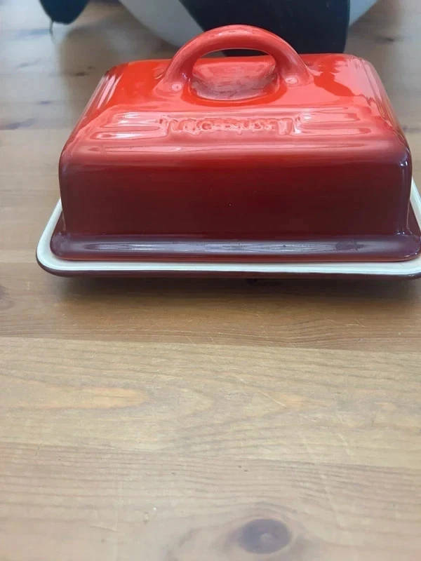 Le Creuset Butter Dish Cerise Red Stoneware VGC Kitchen Storage