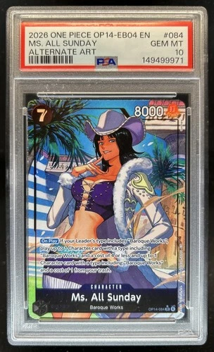 2026 One Piece Ms. All Sunday Super Rare Alt Art #OP14-084 PSA 10 GEM MINT
