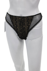Eprise de Lise Charmel Womens Sheer Lace Up Thong Underwear Black Size 10