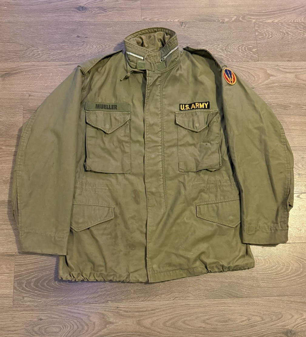 Vintage M65 Army Green Field Jacket Medium OG-107 Hooded Vietnam