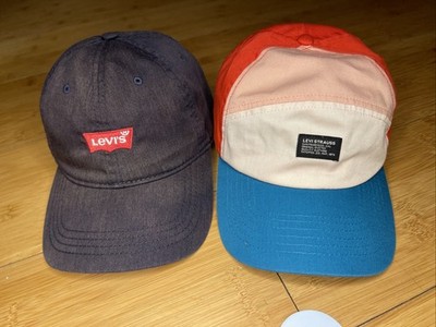 LOT OF 2 Levi's Strauss Panel Colorful Snapback Hat Navy Faded Strapback Adult