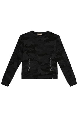 Appaman Kids Boys Feature Crew Neck Sweatshirt Black Camo