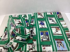 Vintage NFL 1989 Football Teams Bed Sheets Twin Flat All Teams Green