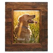 Eosglac Wooden Picture Frame 8x10 Inch, Wood Plank Design with Rustic Brown Fini