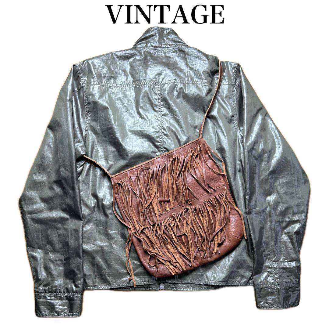 バッグ leather fringe shoulder bag archive Y2K 90s Vintage Leather Fringe Shoulder Bag Y2K Punk Unisex Gift