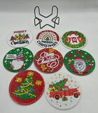8 Pcs Christmas Diamond Art Painting Coasters with Holder