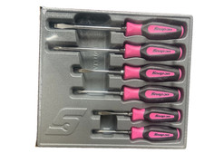 Snap-on Tools Usa New 6pc Pink Soft Grip Combination Screwdriver Set Sgdx60bpm