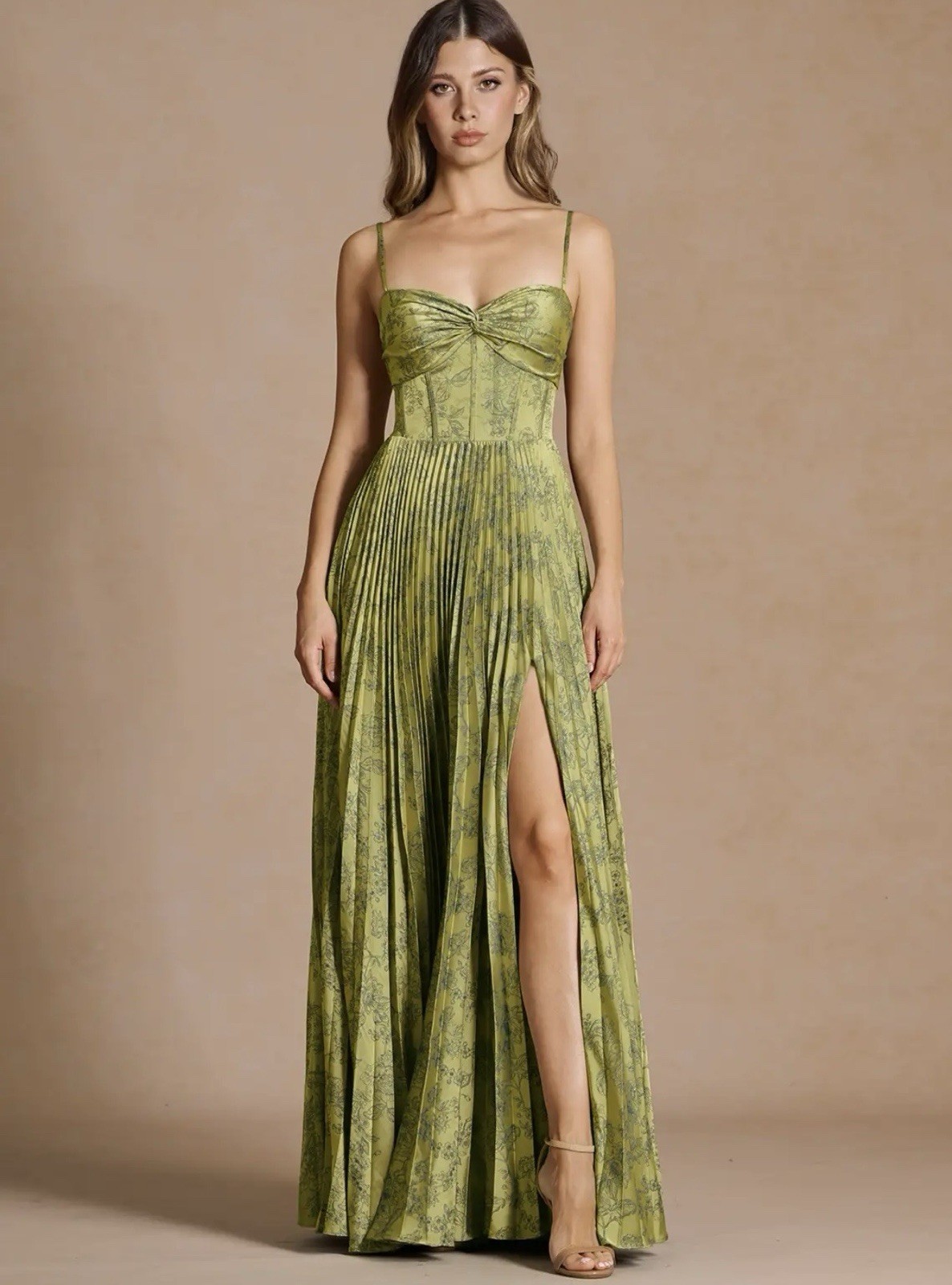 NWT Azazie Vesper #369216 Bridesmaid Dress Moss Color Sz 6