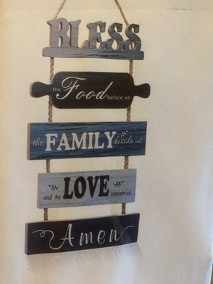 Bless The Food Before Us Sign Farmhouse Kitchen Wall Decor Rustic new in Box