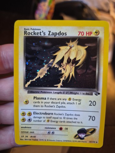 Pokémon TCG Rockets Zapdos Holo Card 15/132 Gym Challenge 💎 