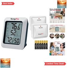 Wireless Indoor Outdoor Thermometer 500FT Range Humidity Monitor 2 Sensor Max