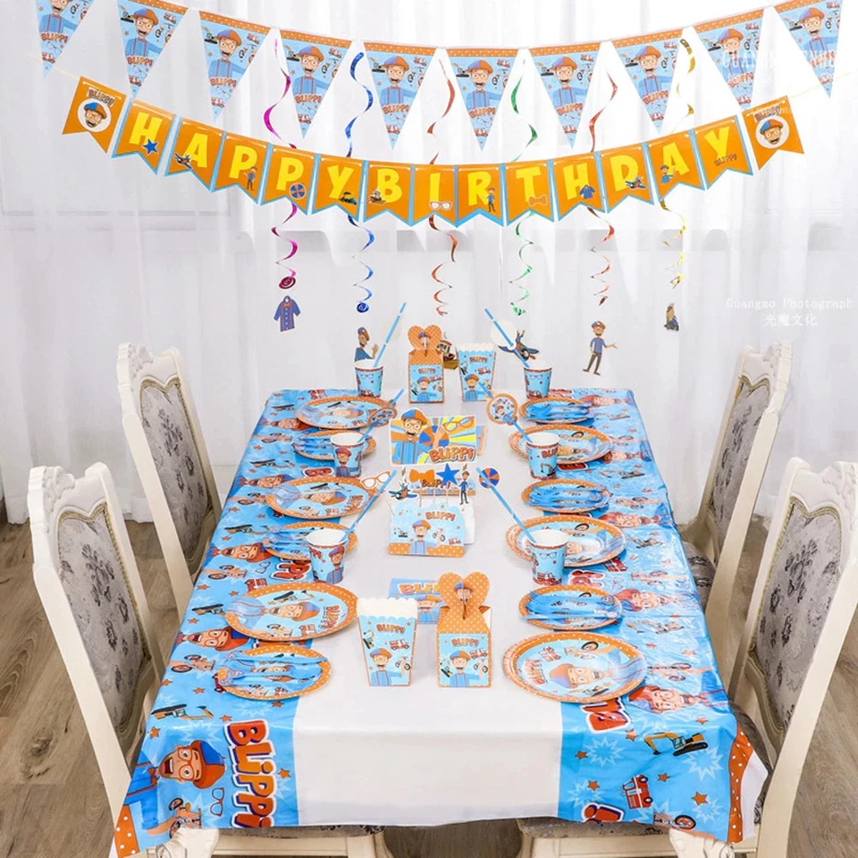 BLIPPI Tableware Set Plate Tablecloth Kid's Birthday Birthday Decoration
