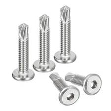 50pcs Hex Socket Self Tapping Screws 1/4 x 1-1/4" Stainless Steel Flat Head
