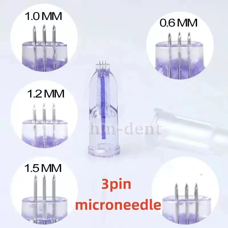 5/100 Piezas Cristal Nanosoft Microneedle 3 Pin Agujas Anti Envejecimiento Ojos Líneas de Cuello Foto 2 de 4