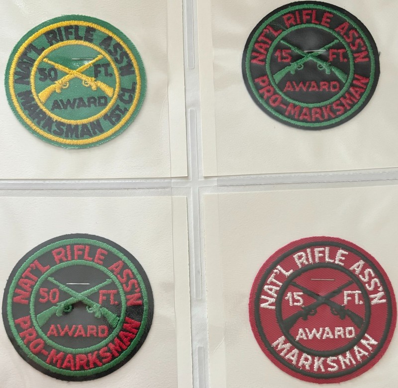 Lot of National Rifle Association Marksman Award Patches / 15 ft. & 50 ft.
