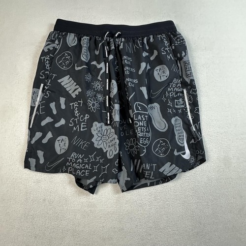 Nike Air Nathan Bell Shorts Mens Medium Graffiti Print Reflective Lined AT7807