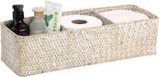 Handwoven Seagrass Storage Basket 3 Sections Toilet Tank Paper Basket Wicker She
