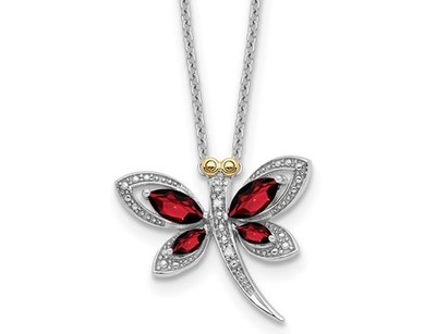 1/2 Karat (ctw) Granat Libelle Anhänger Halskette in Sterlingsilber mit Kette