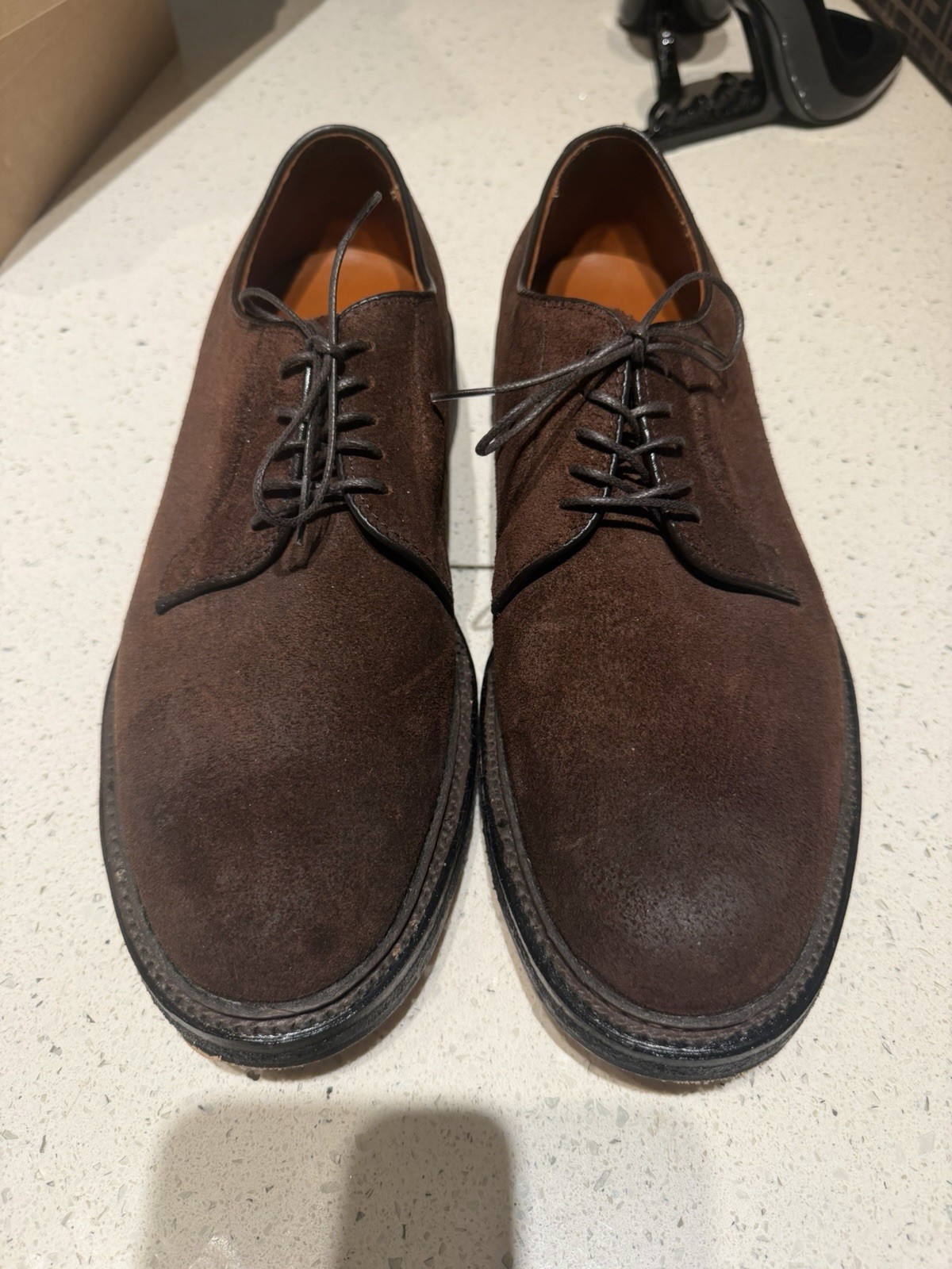 Alden 94703 Dark Brown Reverse Chamois Plain Toe Blucher