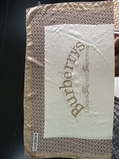 Burberry London Silk Scarf Wrap Monogram TB Beige Gold Vintage