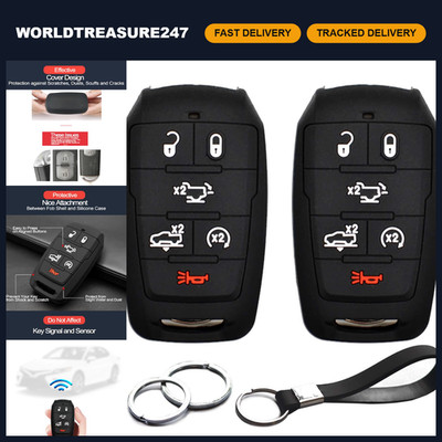 2pcs Black Key Fob Cover Case for RAM 1500 - 6 Button Keyless Remote Protector