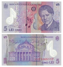 Romania 5 Lei (1 January 2018/2025) - Polymer/Enescu/Flowers/p118l, B287d UNC