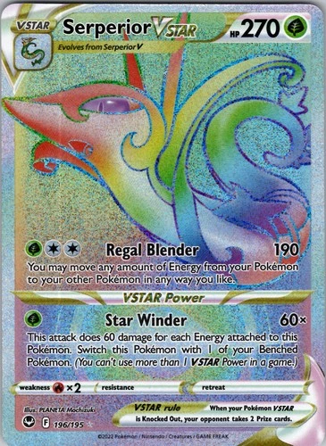 Serperior VSTAR (Secret) Secret Rare SWSH12: Silver Tempest 196/195 NM