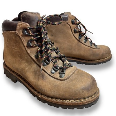 Alico Made in Italy Brown Nubuck Leather Lace Up Hiking Ankle Boots Size 7.5