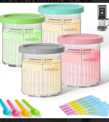 4 Pack Creami Pints and Lids for Ninja NC501 NC500