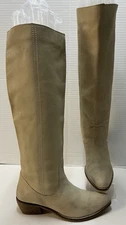 Diba True Pro Gress Beige Leather Pull-On Tall Riding Boots Sz 6.5 Festival Boho