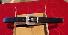 Reversible brown/black skinny belt silver buckle 28 - 32 waist