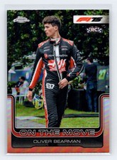 Oliver Bearman 2025 Topps Chrome Formula 1 F1 #186 Refractor On The Move RC