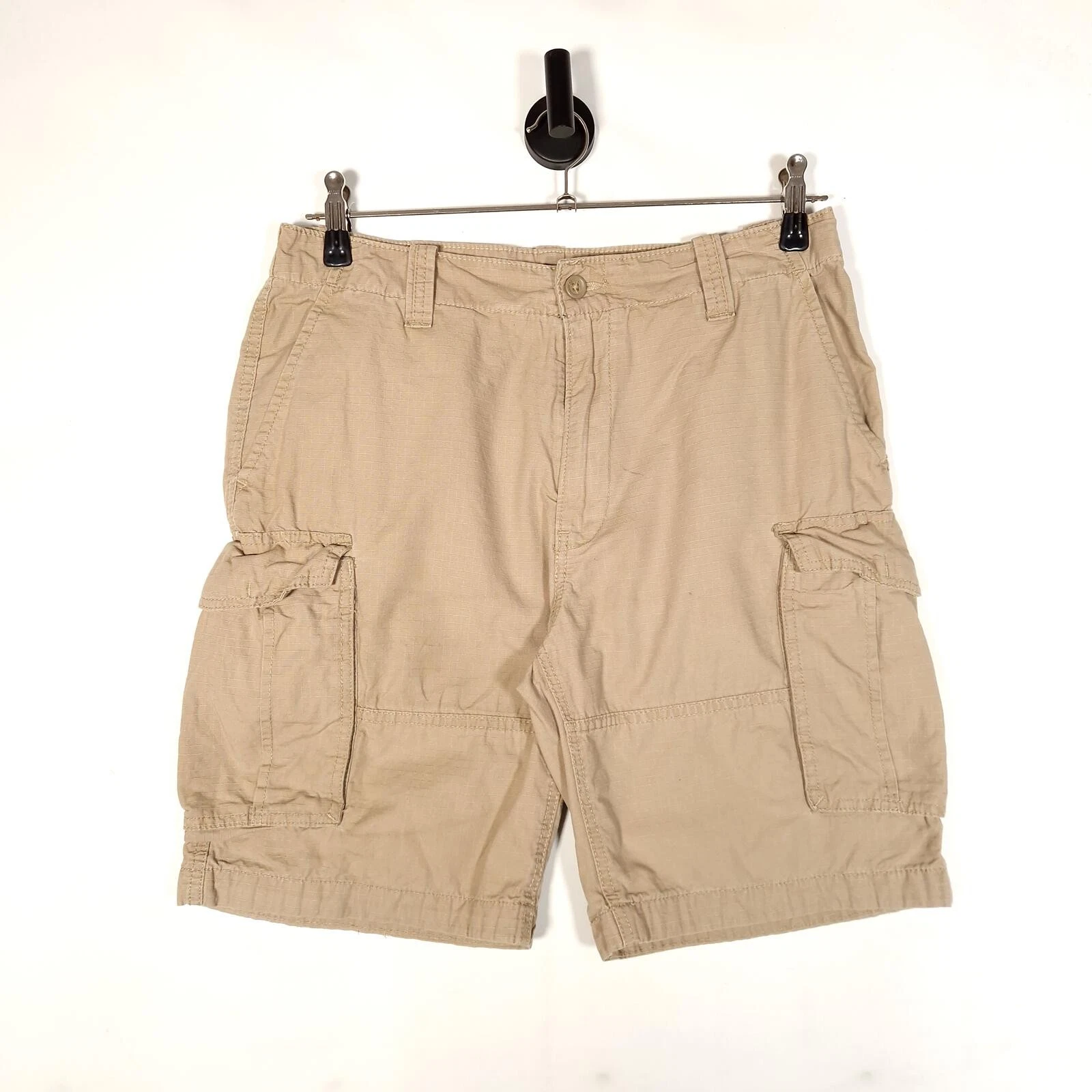 Nautica Cargo Shorts Size W32 Beige 100% Cotton Summer Utility Pockets
