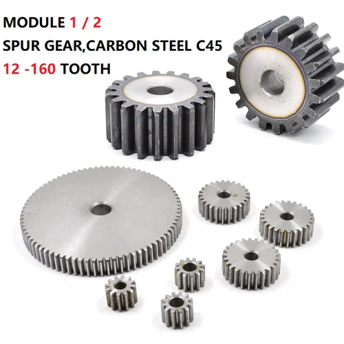 Flat Spur Gear Mod 1 Mod 2 C45 Steel 12 - 160 Tooth Motor Pinion Cogwheel Metal