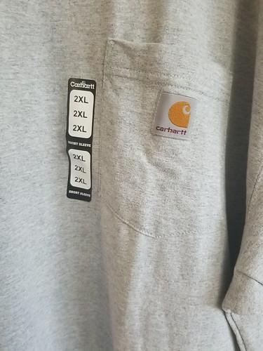 Camiseta de hombre Carhartt manga corta bolsillo gris pesado IRR XXL 2XL - NUEVA CON ETIQUETAS - Imagen 3 de 5