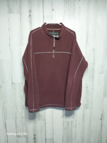 True Grit 1/4 Zip Sherpa Pullover Jacket Large Heavy Double Fleece Burgundy