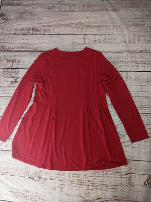 J. Jill Whatever Collection Blouse Women's X-Small Red Tunic Long Sleeve Tunic