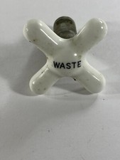 Vtg Waste Sink Handle Cross White Porcelain 2" Nickel Drain Tub Bathroom