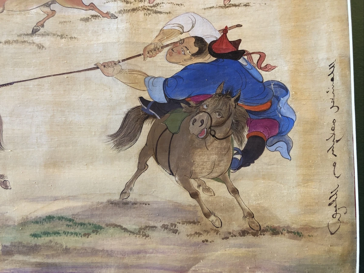 Original Mongolian Warrior Training The Horse Signed | eBay