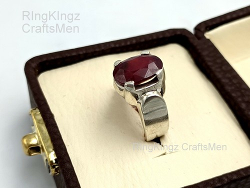 Massiver 925 Sterlingsilber natürlicher Rubin Stein Ovalschliff Handarbeit Herren Ringgröße 8 - Bild 5 von 6