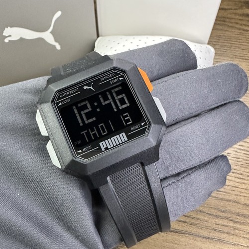 NUOVO✅ Orologio PUMA Remix Cronografo Digitale Dual Time Silicone Nero P5056 $95 - Foto 6 di 12