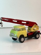 1970's Tin and Plastic Friction Crane Truck, Original